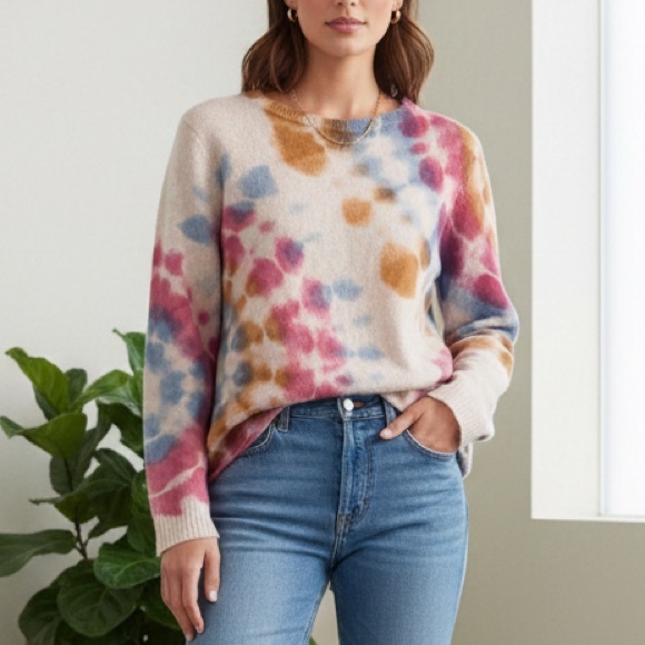 The Elder Stateman Cashmere Sweater Small Tie Dye Watercolor Luxury Designer USA - Picture 1 of 11